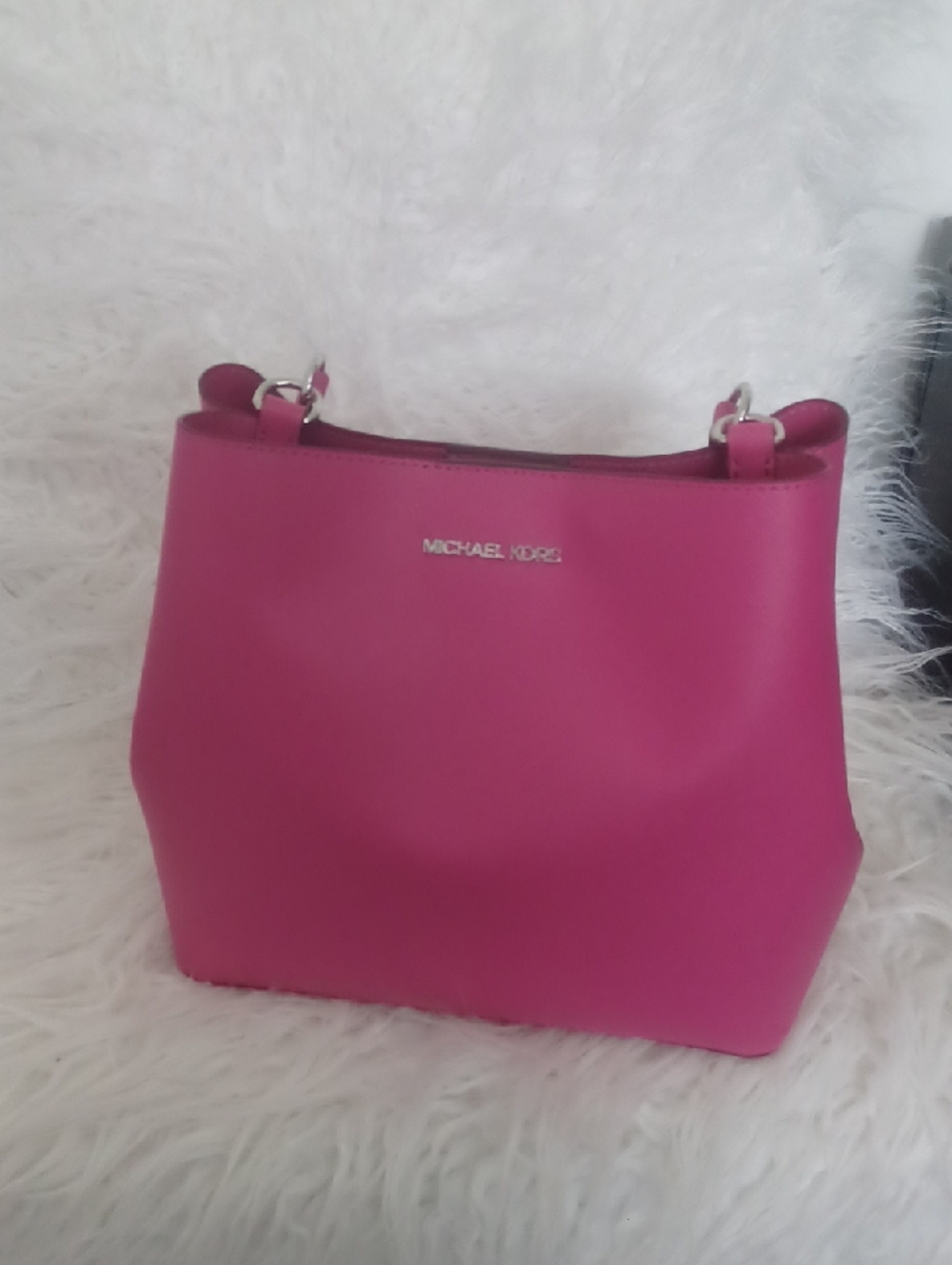 Michael Kors Hot Pink Leather Shoulder Tote